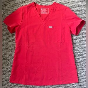 Neon Red Figs Scrub Top